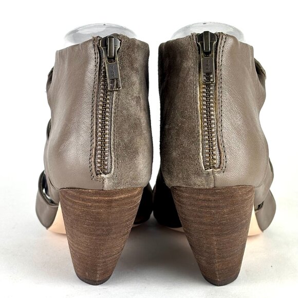 Corso Como Taupe Stacked Heel Open Toe Leather/Suede Booties Size 8M Like New - Picture 5 of 15